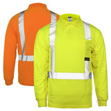 ANSI Class 2 Hi-Vis Long Sleeve Safety Polo Shirt with Moisture Wicking Mesh & Reflective Tape