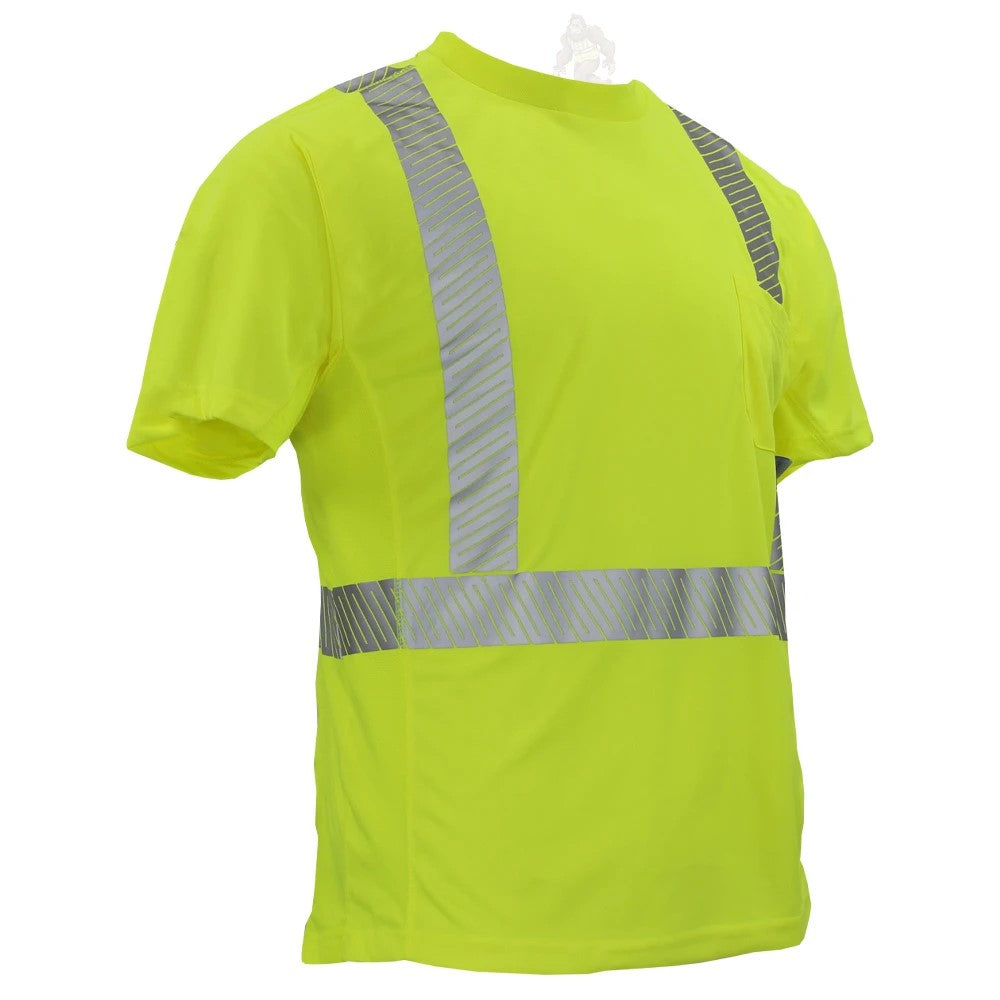 ANSI Class 2 Hi-Vis Short Sleeve Cooling Safety Shirt with Segmented Reflective Tape & Moisture Wicking Fabric
