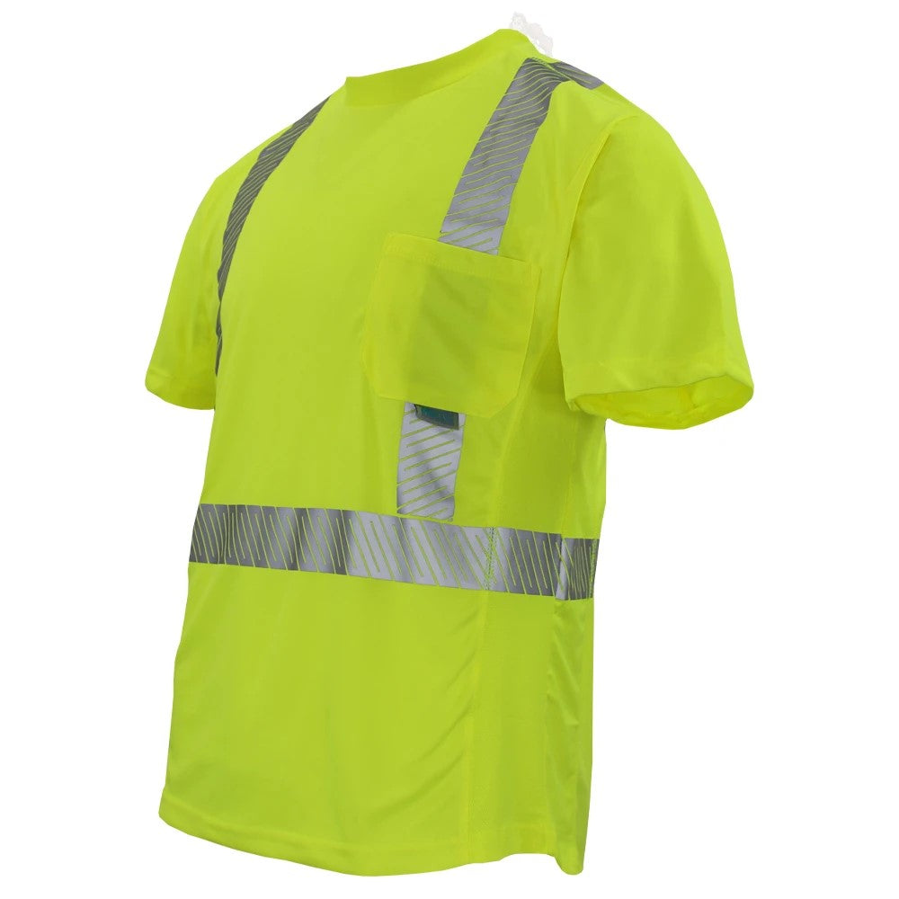 ANSI Class 2 Hi-Vis Short Sleeve Cooling Safety Shirt with Segmented Reflective Tape & Moisture Wicking Fabric