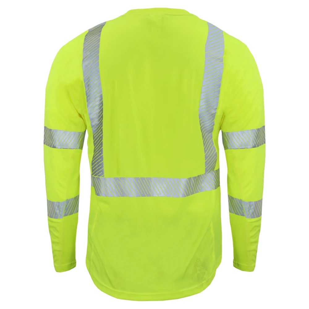 ANSI Class 3 Hi-Vis Long Sleeve Cooling Safety Shirt with Segmented Reflective Tape & Moisture Wicking Fabric