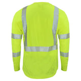 ANSI Class 3 Hi-Vis Long Sleeve Cooling Safety Shirt with Segmented Reflective Tape & Moisture Wicking Fabric