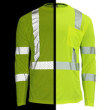 ANSI Class 3 Hi-Vis Long Sleeve Cooling Safety Shirt with Segmented Reflective Tape & Moisture Wicking Fabric