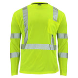 ANSI Class 3 Hi-Vis Long Sleeve Cooling Safety Shirt with Segmented Reflective Tape & Moisture Wicking Fabric