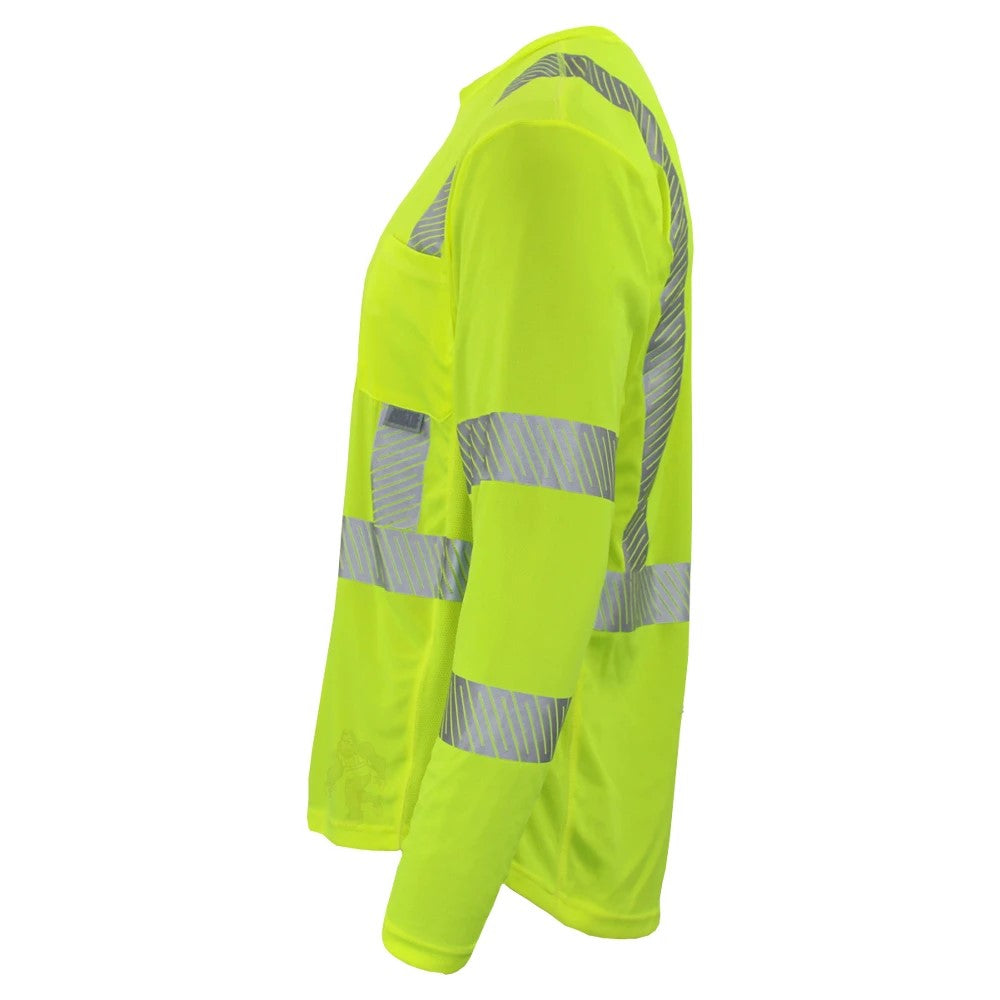ANSI Class 3 Hi-Vis Long Sleeve Cooling Safety Shirt with Segmented Reflective Tape & Moisture Wicking Fabric