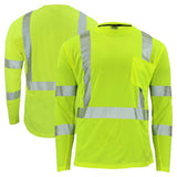 ANSI Class 3 Hi-Vis Long Sleeve Cooling Safety Shirt with Segmented Reflective Tape & Moisture Wicking Fabric