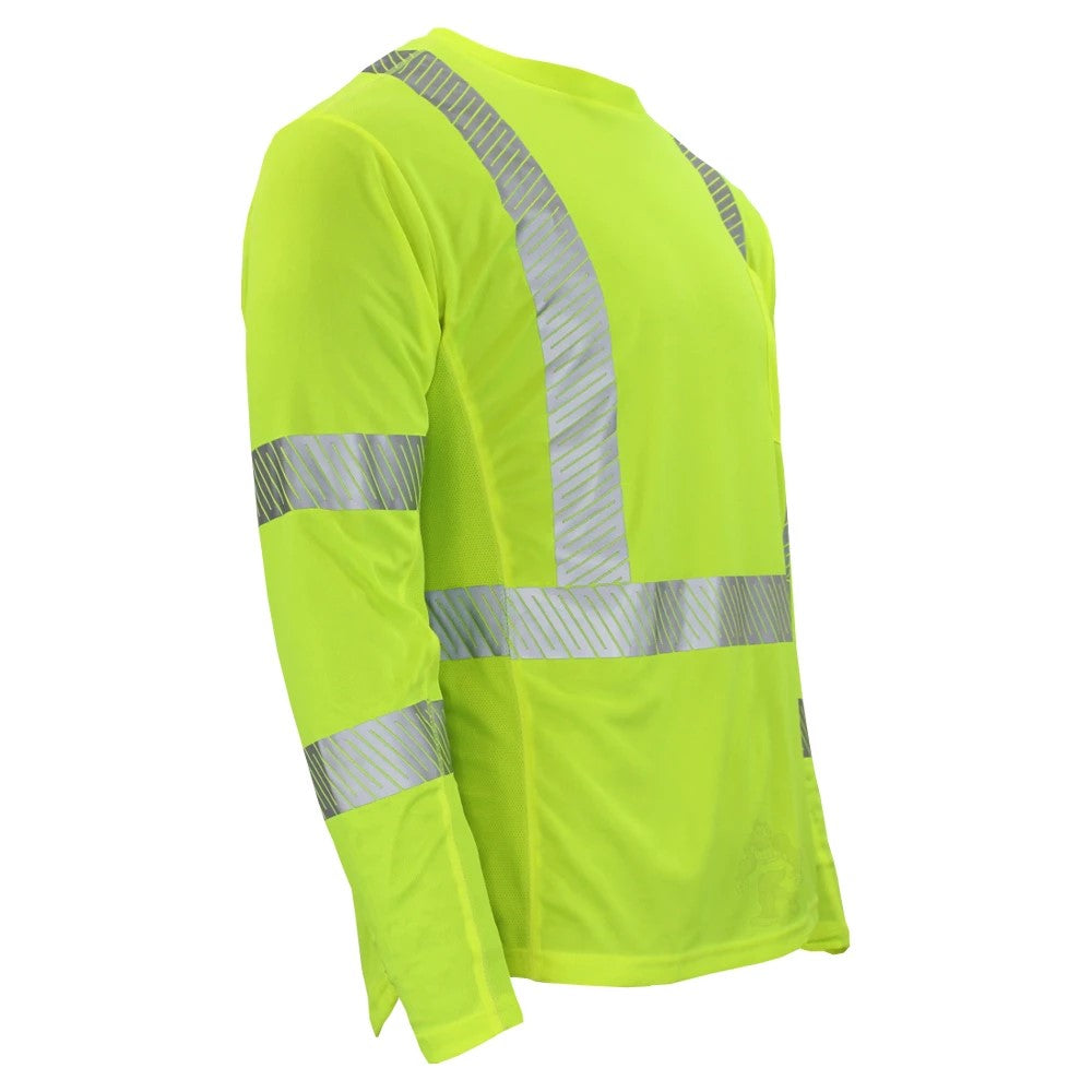 ANSI Class 3 Hi-Vis Long Sleeve Cooling Safety Shirt with Segmented Reflective Tape & Moisture Wicking Fabric