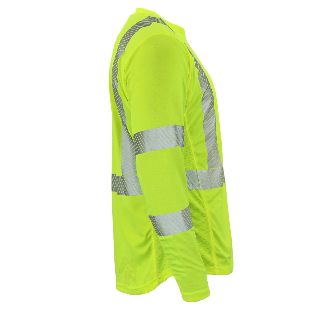 ANSI Class 3 Hi-Vis Long Sleeve Cooling Safety Shirt with Segmented Reflective Tape & Moisture Wicking Fabric