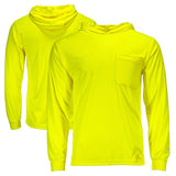 Hi-Vis Hooded Long Sleeve Work Shirt with UPF 50 Sun Protection & Moisture Wicking Mesh Fabric