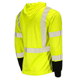 ANSI Class 3 Hi-Vis Hooded Long Sleeve Safety Shirt with UPF 40 Sun Protection, Black Bottom & Reflective Tape