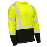 ANSI Class 3 Hi-Vis Hooded Long Sleeve Safety Shirt with UPF 40 Sun Protection, Black Bottom & Reflective Tape