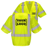 Class 3 Hi-Vis Mesh Safety Vest with Zipper Closure, Reflective Tape & Multi-Pocket Design, ANSI Type R Compliant, Lime/Orange, S-5XL