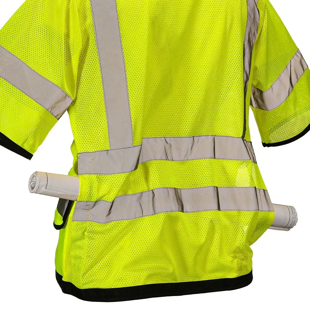 ANSI Class 3 Heavy Duty Surveyor Safety Vest with Zipper Closure & Reflective Stripes – Hi Vis Mesh Work Vest with Pockets for Construction, Traffic Control & Utility Crews