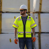 ANSI Class 3 Heavy Duty Surveyor Safety Vest with Zipper Closure & Reflective Stripes – Hi Vis Mesh Work Vest with Pockets for Construction, Traffic Control & Utility Crews