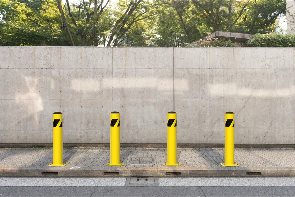 Safety Yellow Steel Bollards, 4.5" Diameter, 24–72" Height – Surface or In-Ground Mount Safety Barrier